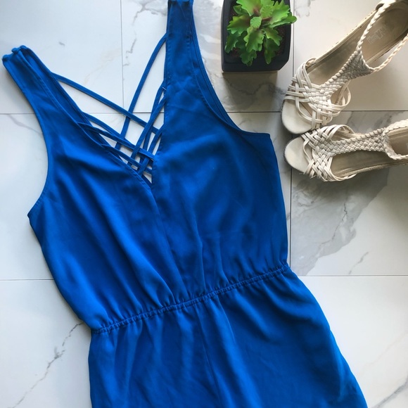 silence + noise Pants - Silence + Noise Urban Outfitters Blue Romper